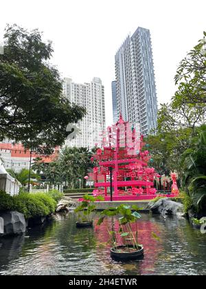 A beautiful installation in the moment of chinese new year (Central Park, Jakarta, Indonesia - February 2020) Stock Photo