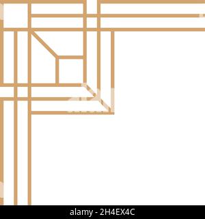 Art deco corner. Golden line border in geometric style Stock Vector