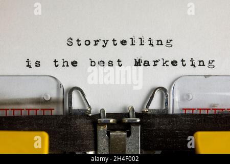 Storytelling is the best market written on an old typewriter Stock Photo