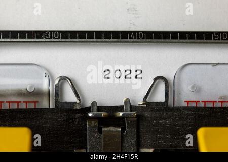 2022 written on an old typewriter Stock Photo