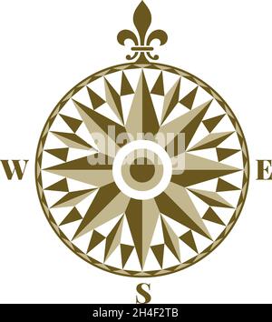 Vintage wind rose. Compass star in retro decorative style Stock Vector