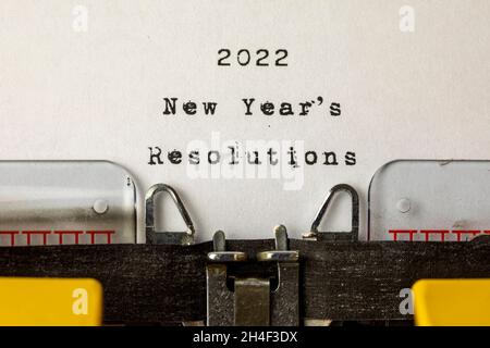 2022 New Years Resolutions written on an old typewriter Stock Photo