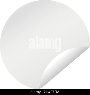 Round empty sticker with rolled corner and shadow. Realistic blank ...