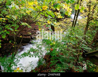 Indian Run Falls Park in Autumn, Dublin, Ohio Stock Photo