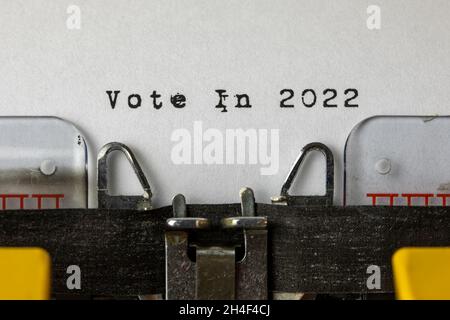 Vote in 2022 written on an old typewriter Stock Photo