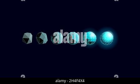 3D polygonal transformation shape development. Self coaching personal progress concept. Psychologist session online marathon course. Education Stock Vector