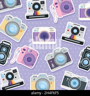 pattern of photographic cameras Stock Vector