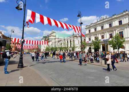 Warsaw, Poland - May 03, 2015: Krakowskie Przedmiescie Str., a part of Trakt Krolewski in year 1994 declared a historical monument, on the occasion of Stock Photo