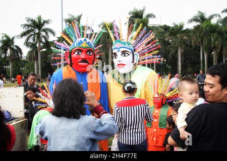 Ondel-Ondel. Large Puppets from Betawi, Jakarta, Indonesia. Stock Photo