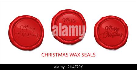 Santa Claus Red Wax Seal Set Of Christmas And New Year Seals Stock