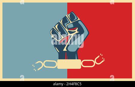 Vector illustration junetteenth isolated on red and blue background. Stock Vector