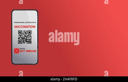 QR code on a smartphone without vaccination mark.  Stock Vector