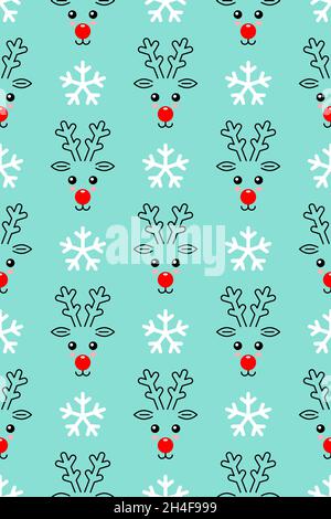 Christmas deer seamless pattern. Cute deer snow Stock Vector