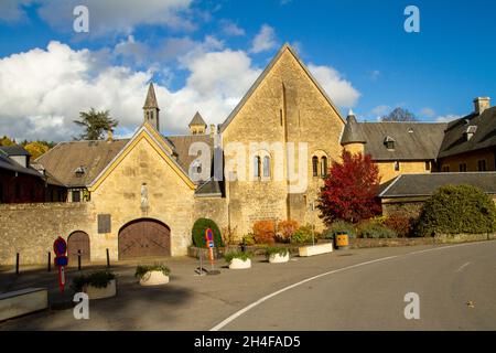 Orval, Belgium, November 1, 2021, Notre-Dame d'Orval Abbey is a Cistercian monastery. Founded by Benedictines, it passed to the order of Citeaux in 11 Stock Photo