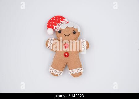 Gingerbread classic cookie hero toy isolated on a white background Stock Photo