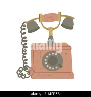 Retro telephone. A realistic gadget for communication. Colored flat graphic vector illustration isolated on white background Stock Vector