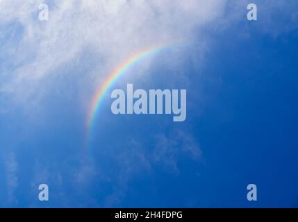 beautiful rainbow colours from a high altitude Circumzenithal arc aka the bravais arc or smile in the sky Stock Photo