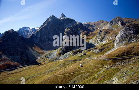 Landscape of Italian Alps near Great St Bernard Pass Stock Photo