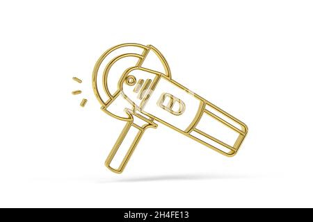 Golden 3d grinder icon isolated on white background - 3d render Stock Photo