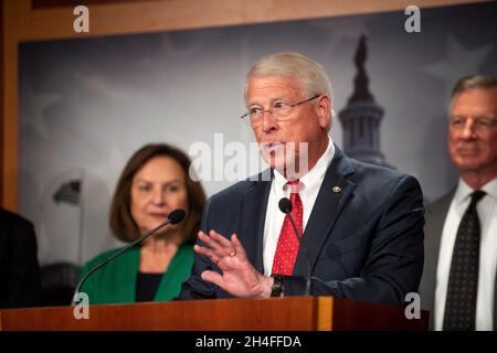 Washington, United States Of America. 02nd Nov, 2021. United States Senator Roger Wicker (Republican of Mississippi) offers remarks on the National Defense Authorization Act (NDAA) during a news conference at the US Capitol in Washington, DC, Tuesday, November 2, 2021. Credit: Rod Lamkey/CNP/Sipa USA Credit: Sipa USA/Alamy Live News Stock Photo