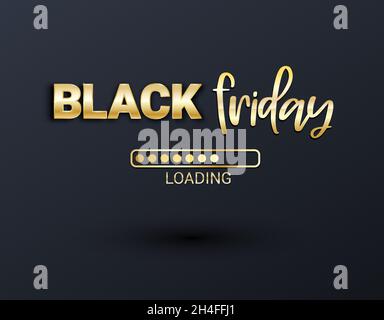 Black Friday loading bar background, banner poster design template. Progress loading bar. Black friday sale. Vector illustration. Stock Vector