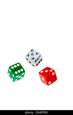 3 Dice white background Stock Photo