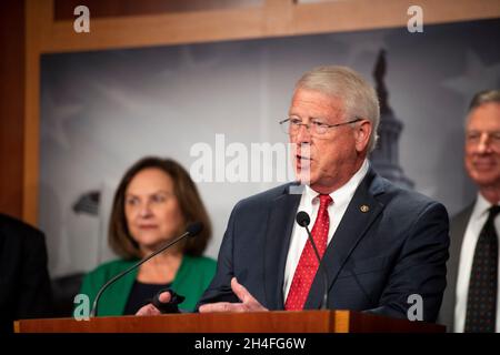 United States Senator Roger Wicker (Republican of Mississippi) offers remarks on the National Defense Authorization Act (NDAA) during a news conference at the US Capitol in Washington, DC, Tuesday, November 2, 2021. Credit: Rod Lamkey/CNP Stock Photo
