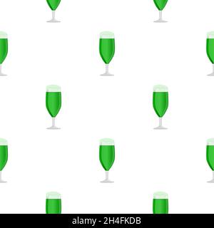 Illustration Irish holiday St Patrick day, seamless color beer in mug. Pattern St Patrick day consisting of many identical beer mug on white backgroun Stock Vector