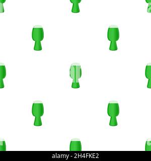 Illustration Irish holiday St Patrick day, seamless color beer in mug. Pattern St Patrick day consisting of many identical beer mug on white backgroun Stock Vector