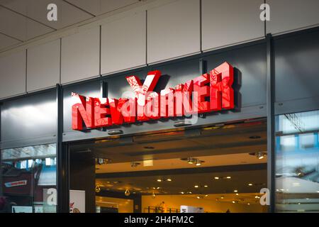 Chemnitz, Germany - 16-10-2021: New Yorker shop in Germany, logo sign outside a store. Fashion and clothes store chain, modern and stylish outfit.