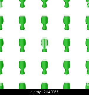 Illustration Irish holiday St Patrick day, seamless color beer in mug. Pattern St Patrick day consisting of many identical beer mug on white backgroun Stock Vector