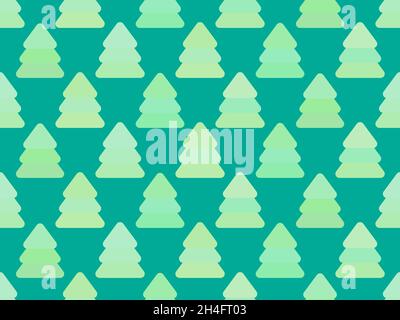 Geometric Christmas trees green color seamless pattern. Christmas and New Year pattern of fir trees. Festive design for greeting cards, wrapping paper Stock Vector