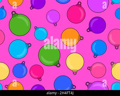 Christmas balls seamless pattern. Multicolored Christmas balls. Christmas background for greeting cards, wrapping paper, banners and posters. Vector i Stock Vector