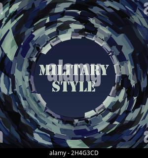 Abstract dark template in military style with circle. Vector graphic pattern Stock Vector