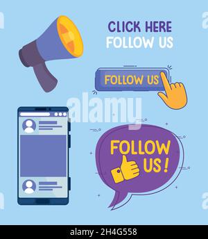 five follow us icons Stock Vector