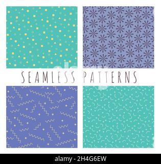 four textures patterns colors Stock Vector