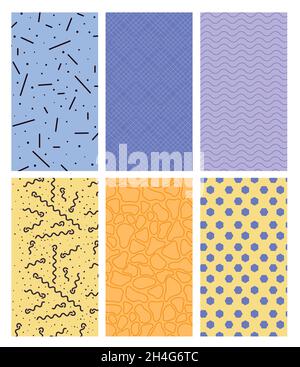 textures patterns six colors Stock Vector