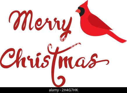 vector illustration of a cardinal bird, Christmas background Stock Vector