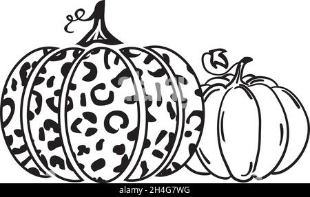 vector leopard pumpkin, pumpkins, fall background. Stock Vector
