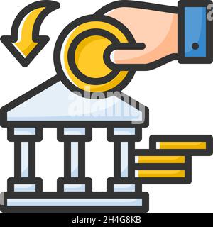 Saving icon vector with outline color style isolated on white background. Vector illustration bank sign symbol icon concept for business and finance Stock Vector