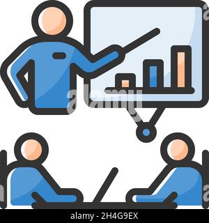 Presentation icon vector with outline color style isolated on white background. Vector illustration meeting sign symbol icon concept for business Stock Vector
