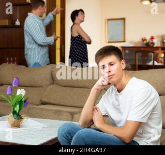 Parents quarrel with teenage son Stock Photo