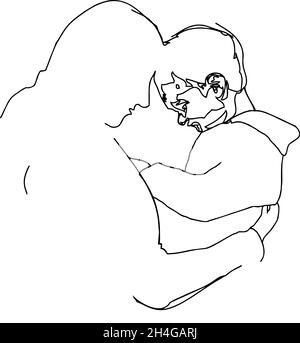 Mother and child line art illustration Stock Photo