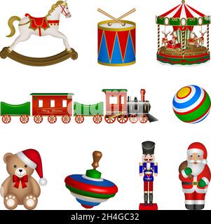Set of isolated christmas toys Stock Vector