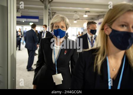 Glasgow, Scotland, UK. 2nd Nov, 2021. PICTURED: Theresa May, Former Prime Minister of the United Kingdom (UK). World leaders come together at the COP26 Climate Change Conference in Glasgow this afternoon. Credit: Colin Fisher/Alamy Live News Stock Photo