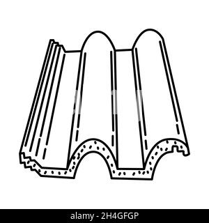 Concrete roof tiles Part of Contractor Material and Equipment Device Hand Drawn Icon Set Vector. Stock Vector