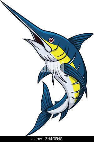 Cartoon marlin fish isolated on a white background Stock Vector