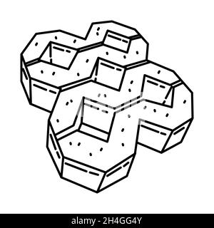 Paving Block Part of Contractor Material and Equipment Device Hand Drawn Icon Set Vector. Stock Vector