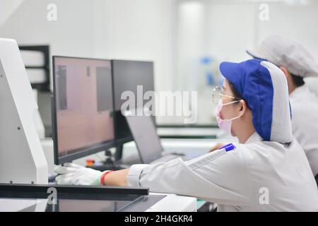 Operator working with computer design product in factory industry Stock Photo