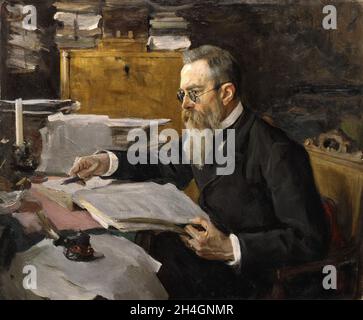The Russian composer Nikolai Rimsky-Korsakov, piating by Velentin Serov Stock Photo